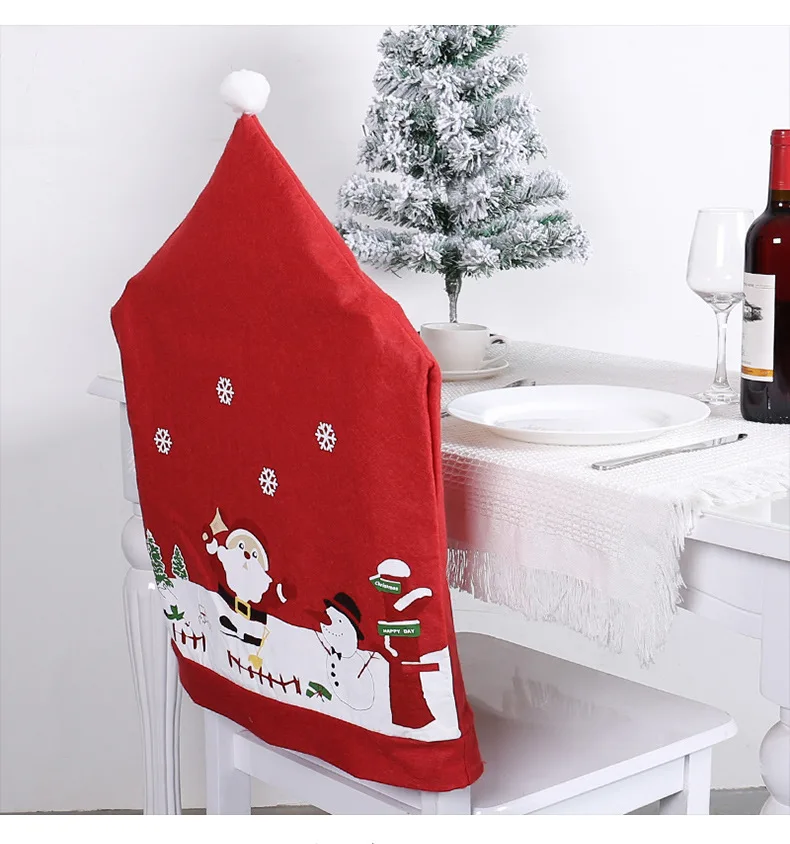 2026 Cute Santa Claus Printed Non Woven Chair Slipcover Xmas Home Kitchen Dining Christmas Festival Decoration Supplies