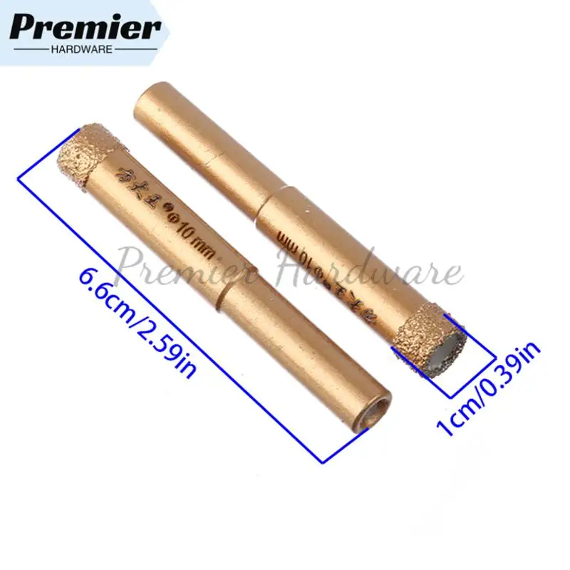 1 Buah Mata Bor Berlian Emas 10mm, Mata Bor Lubang untuk Kaca, Granit, Pemotong, Pembuka untuk Marmer, Granit, Keramik, Pemotong Ubin Kaca