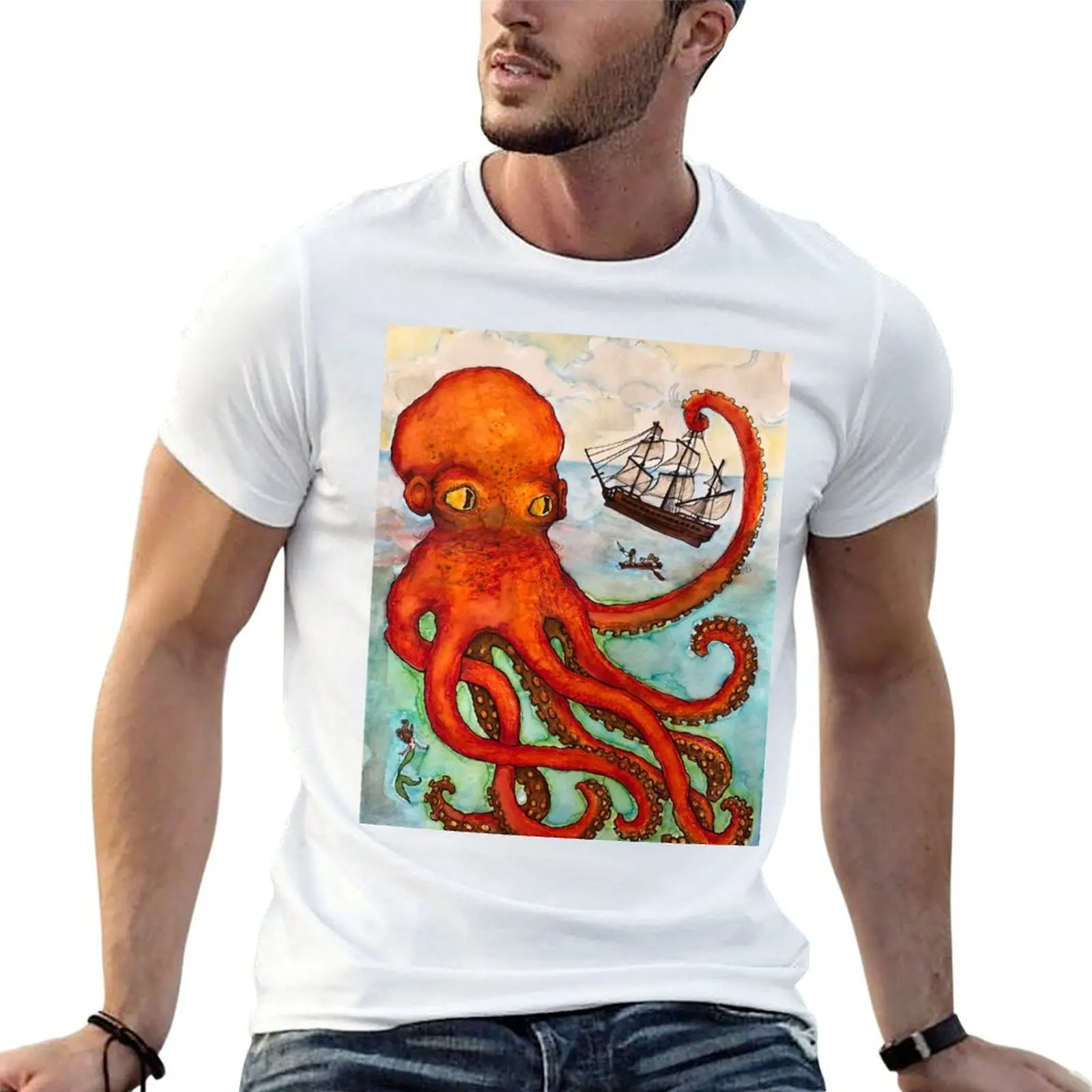 

Attack of the Kraken T-Shirt cotton tshirt 100% t shirts for man cotton cotton t shirts high quality T-Shirt