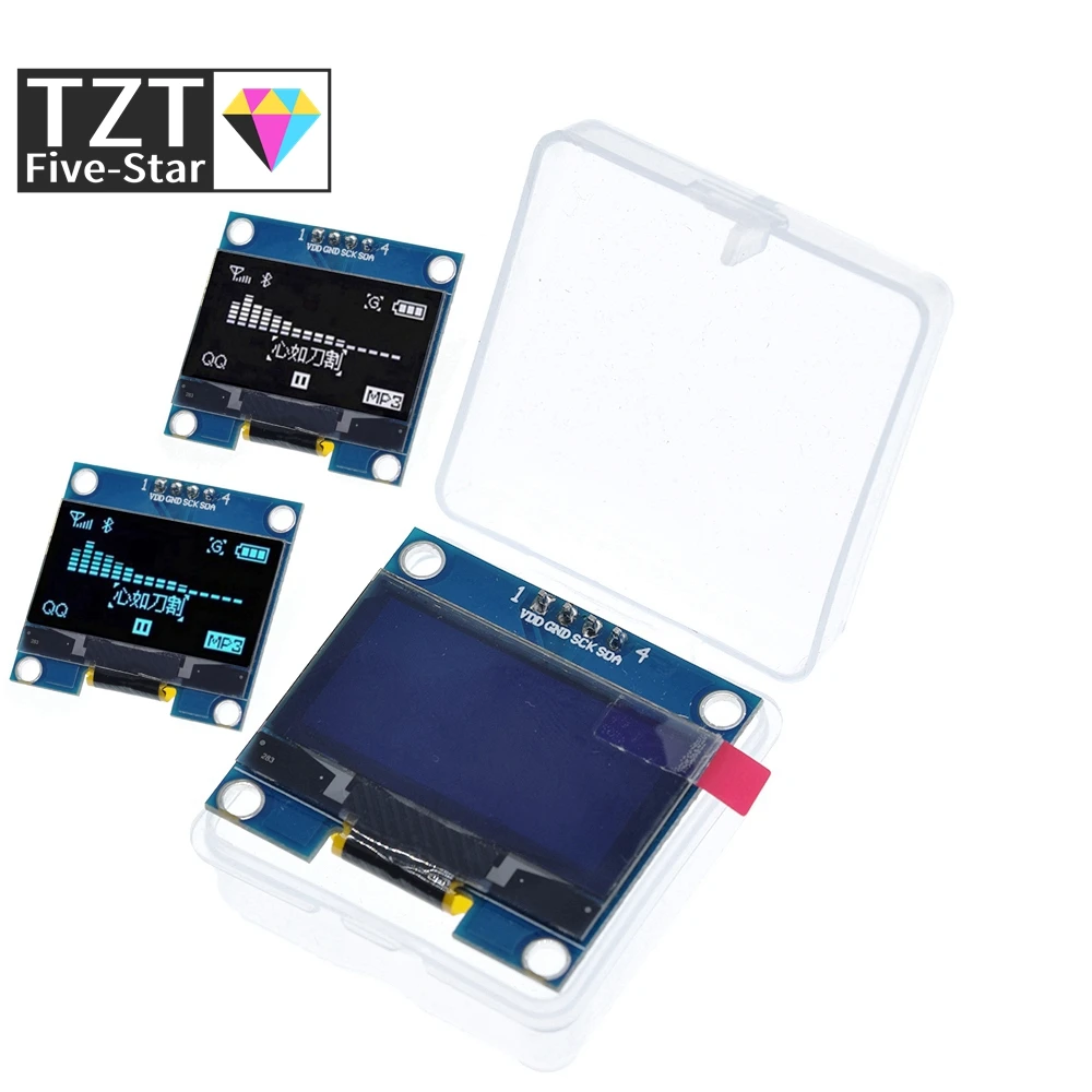 Módulo OLED 1,3 de 4 pines, color blanco/azul, 128x64, módulo de pantalla LED LCD OLED de 1,3 pulgadas, comunicación IIC I2C de 1,3 ", con funda para arduino