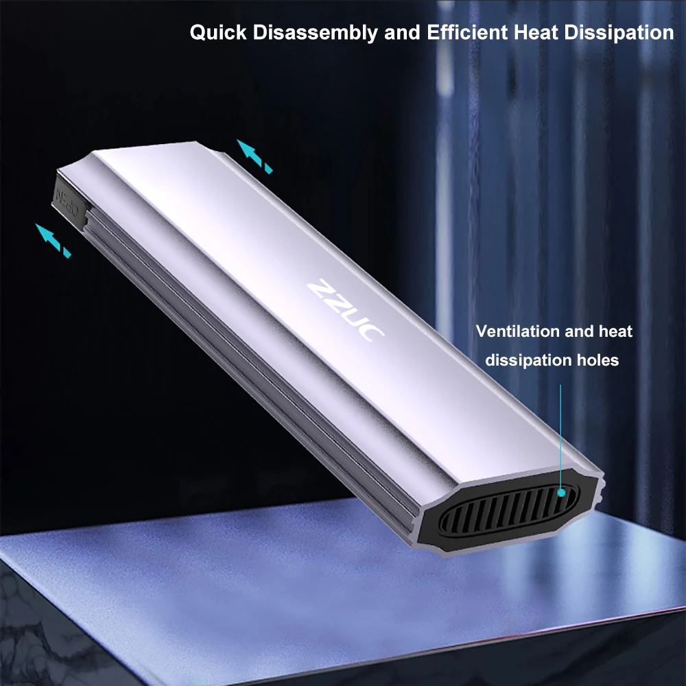 M2 SSD Case M.2 NVMe SATA SSD Enclosure USB 3.2 Type C Gen2 20Gbps Aluminum Alloy Tool Free M.2 NVMe NGFF Solid State Drive Box