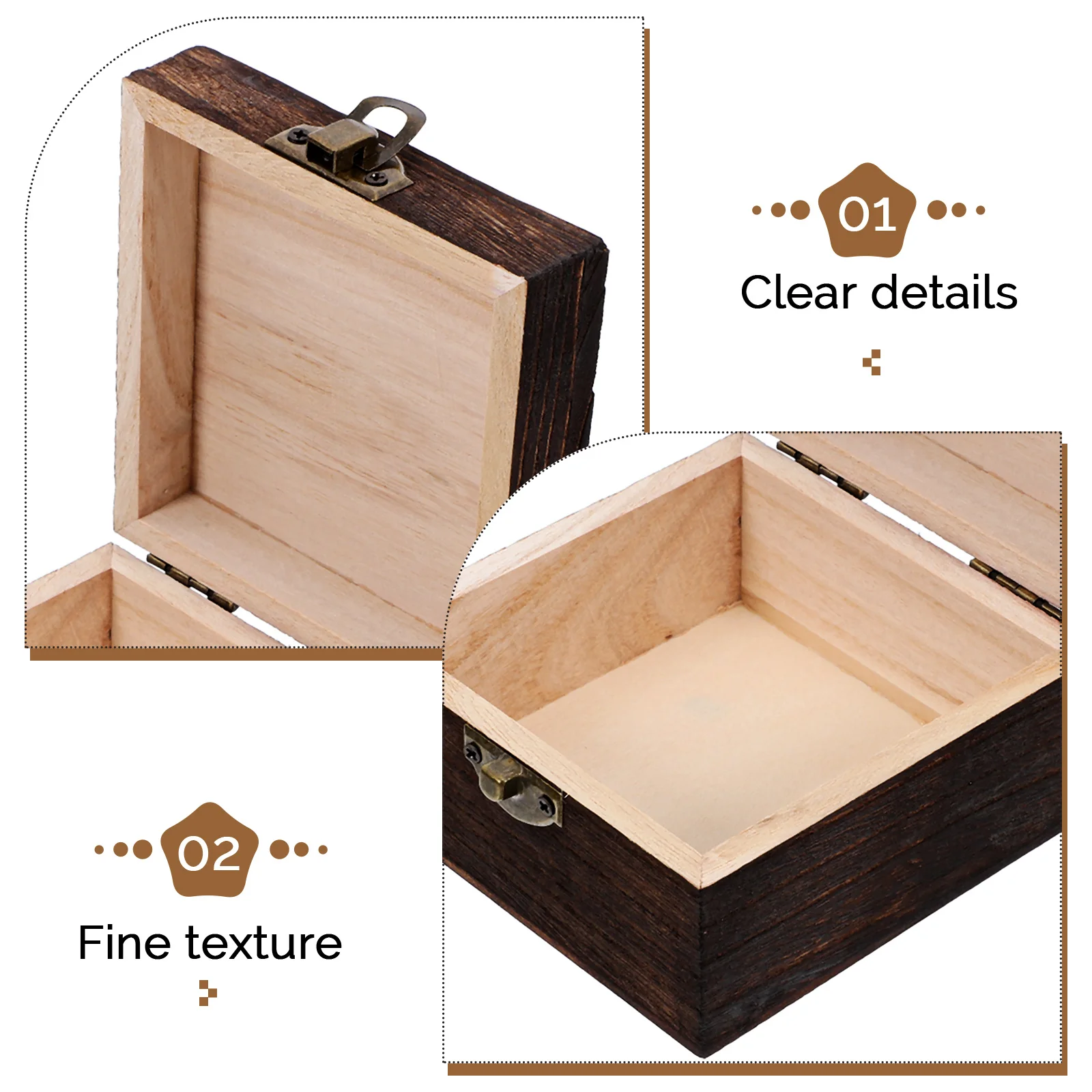 

Sturdy Wooden Box with Lid for Jewelry Storage Rustic Finish Trinket Container Keepsake Case for Home Travel Daily Organization
