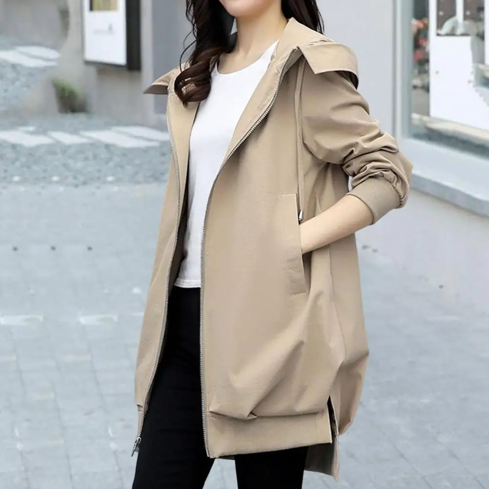 2023 New Autumn Women's Jacket Long Sleeve Casual Windbreaker Female Hooded Overcoat Loose Basic Coats Lady Outwear