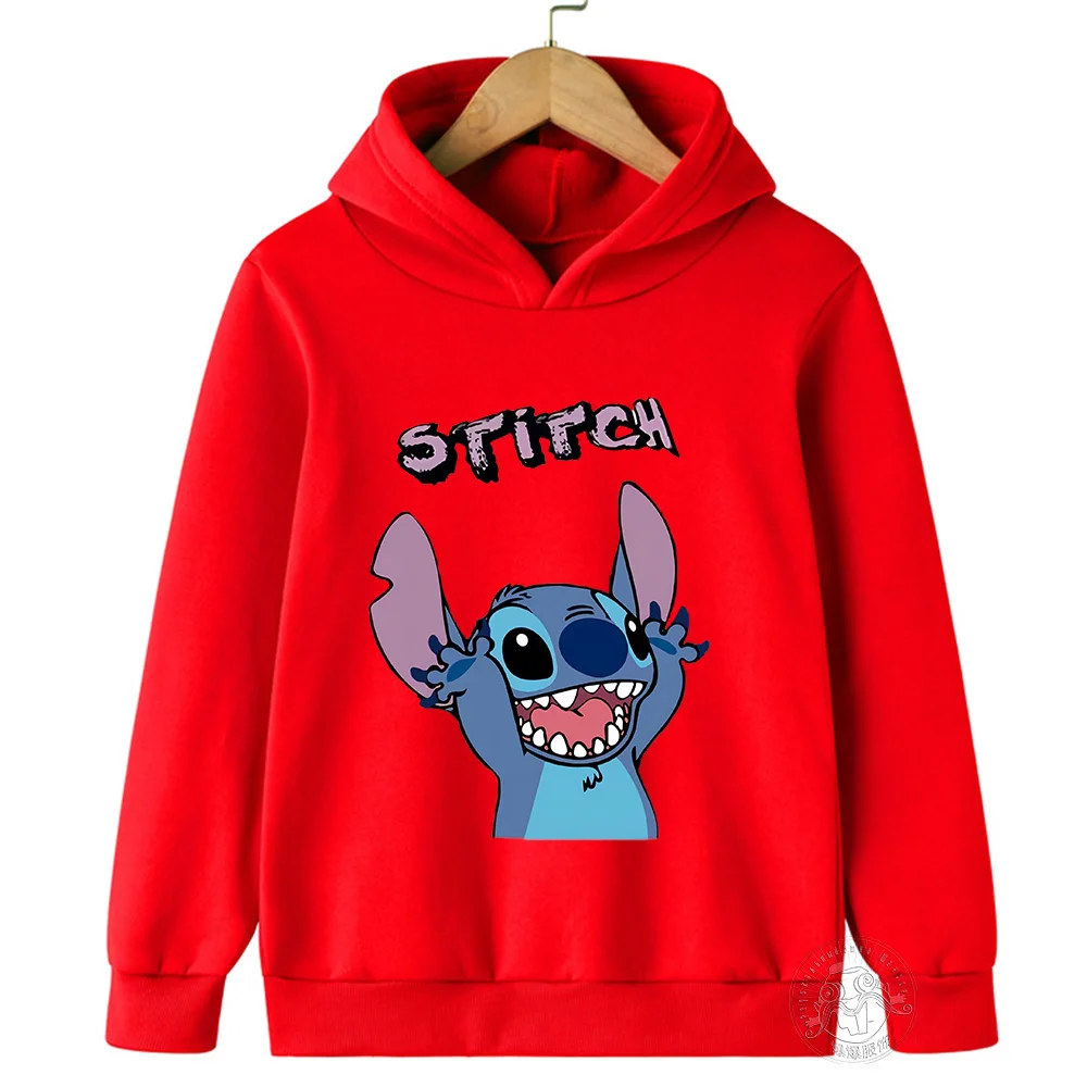 Sudadera con capucha de Disney Stitch para niños y niñas, ropa con estampado creativo, sudaderas casuales de calle, deportes al aire libre, 3 a 14 años