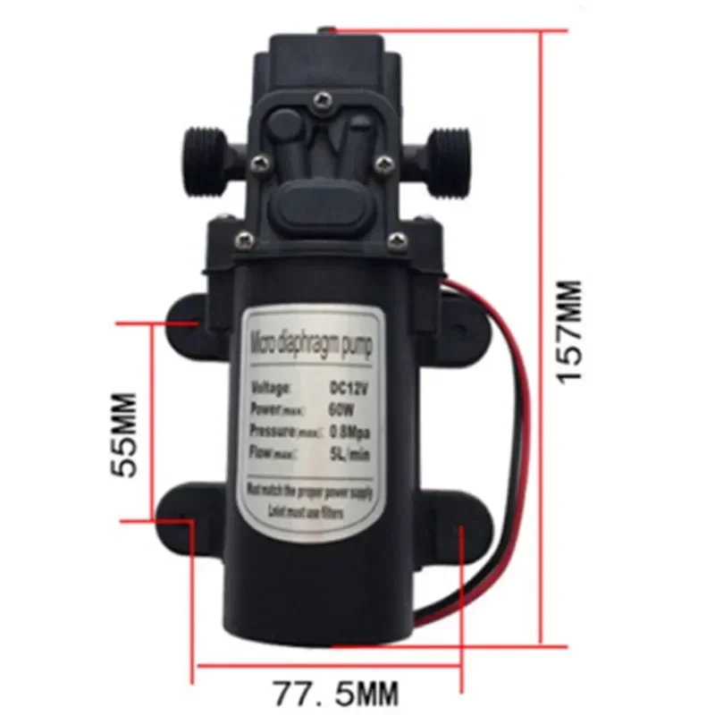 5L/MIN Micro DC 12v 60w Electric Pump 24v Household Self-priming Diaphragm Pump Car Wash Medicine High Pressure Spray Pump