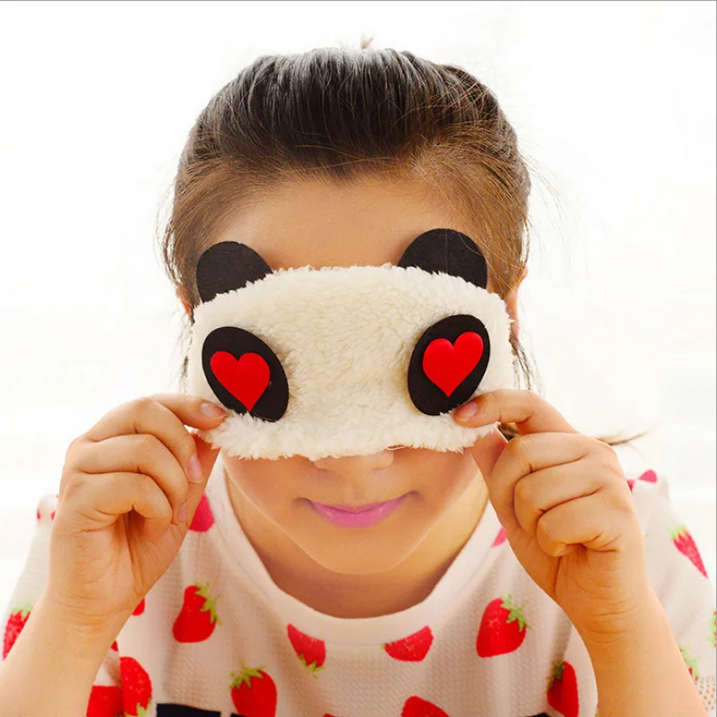 Fashion Cute Design Plush Panda Face Eye Travel Sleeping Soft Eye Mask Blindfold Shade Eyeshade Portable Sleeping Eye Cover