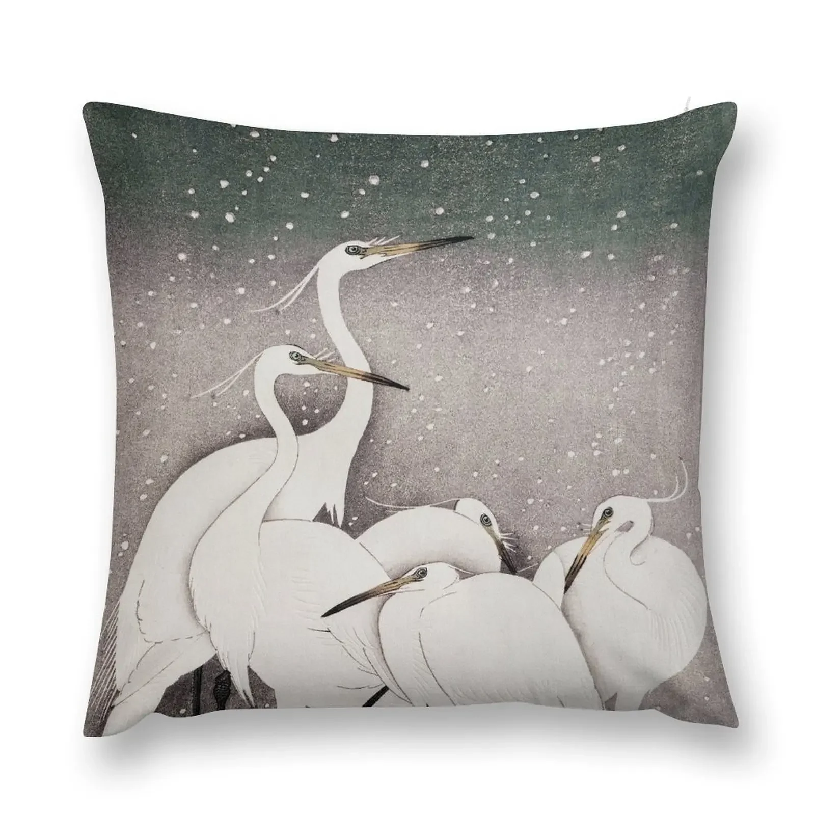 Group of Egrets by Ohara Koson - Great Arts Throw Pillow Sofa Pillow Cover Sitting Cushion pillow