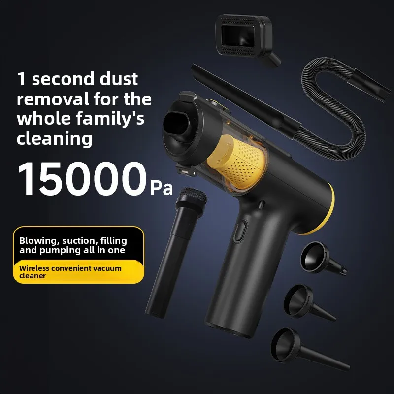 4 in 1 그린 라이트 차량용 진공 청소기, 핸드헬드 무선 충전식 고출력, 먼지 감지 및 인플레이터 블로워 가정용