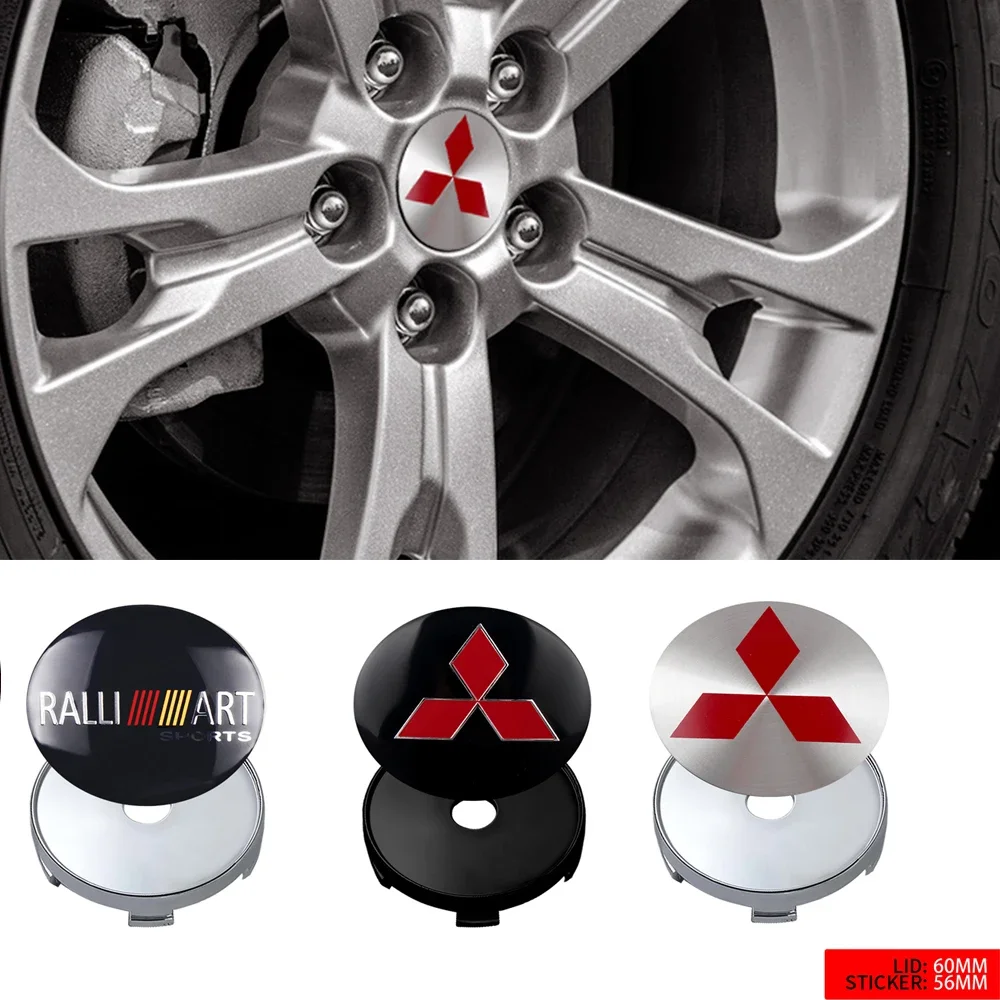 

4Pcs 56mm 60mm Car Wheel Center Hub Cap Stickers Car Exterior Accessories for Mitsubishi Asx Lancer 10 Outlander Pajero L200 Tri