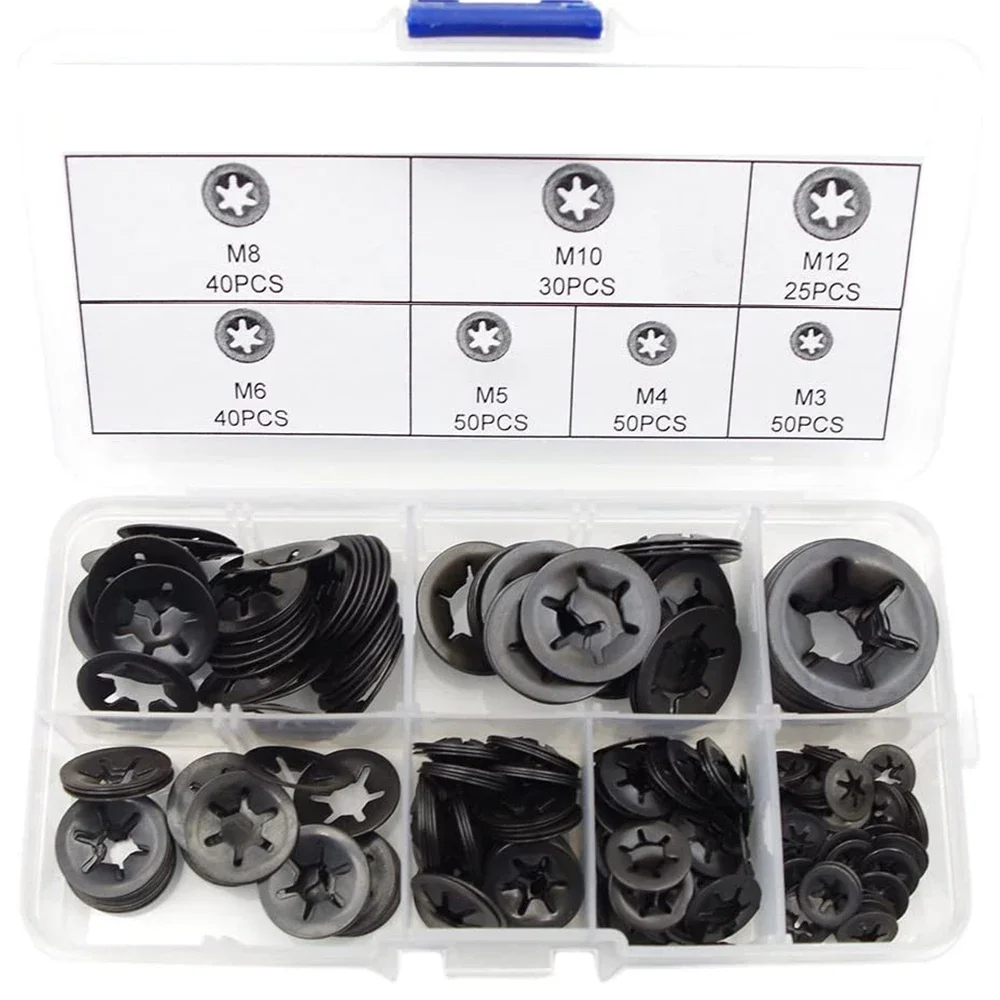 285pcs Bearing Clamp Washer Quick Lock Fastener Combo Kit Star Torx for Flush Bearing Cleaning Clips