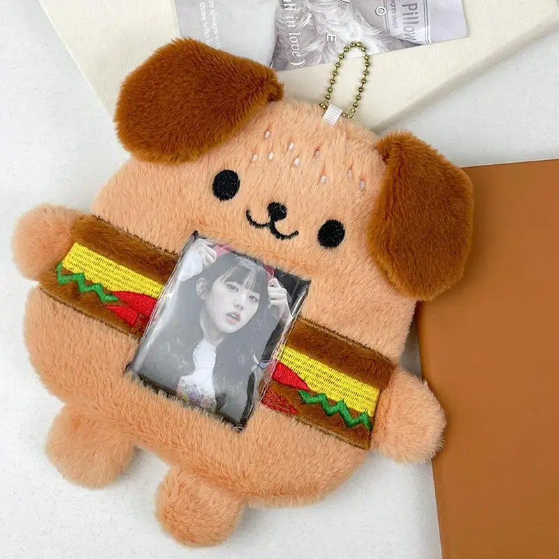 Защитный чехол для фотокарты с мультяшными животными, защитный плюшевый рукав для фото-карты с принтом гамбургера, собаки, защитный чехол для карт