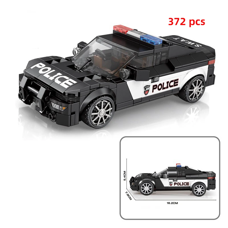 مدينة التقنية سيارة سرعة سباق السيارات اللبنات سيارة الشرطة الرياضية التقاط MOC ألعاب المركبات الإبداعية #3