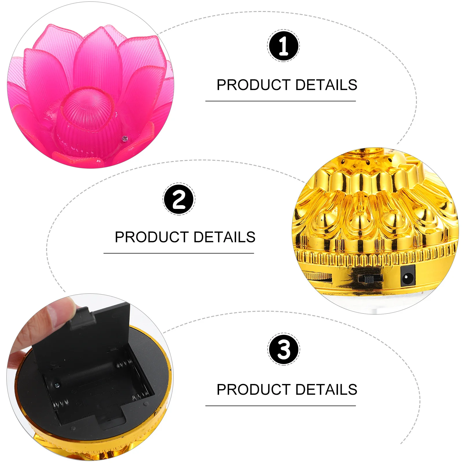 

1pc Led Lotus Shaped Lamp Color Changing Buddha Light Decoration Home Temple Decor Durable Portable Night Light For Room