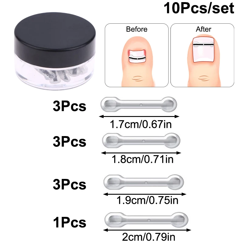 Kit de traitement des ongles incarnés, 10 pièces, avec 4 tailles multiples, outils correcteurs d'ongles incarnés en alliage de titane pour correcteur d'ongles incurvés