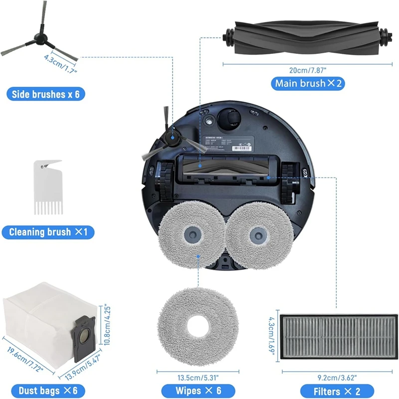 Dreame L10s Pro용 액세서리 세트, 울트라 히트, 메인 브러시, 필터, 엣지 브러시, 먼지 봉투