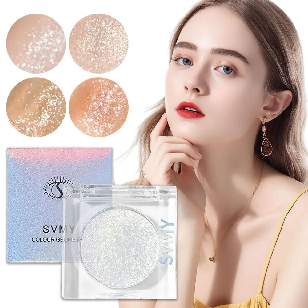 Glitter Eyeshadow Brighten Eyes Make Up Waterproof Monochrome Shadow Shimmer Pigmented Cosmetics Women Eye Highlighter Pale L8j6