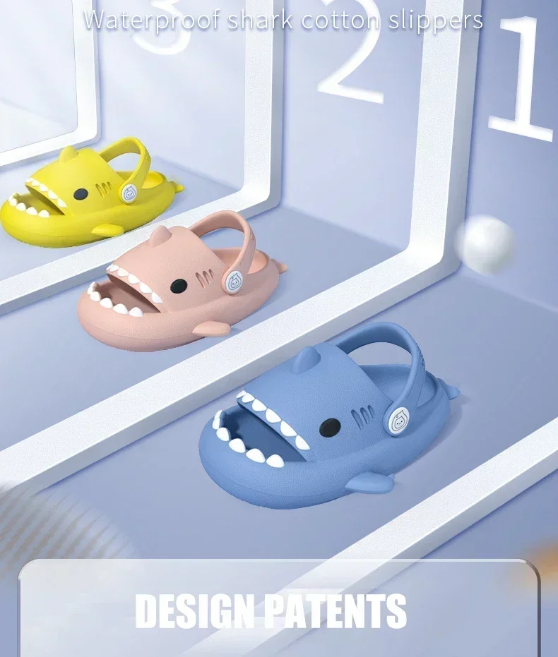 2026 Neue Sommer-Kindersandalen Kinder-Hausschuhe Cartoon-Hai-Schuhe für Jungen und Mädchen Baby Dicke Weiche Sohle Rutschfest – Detail 3