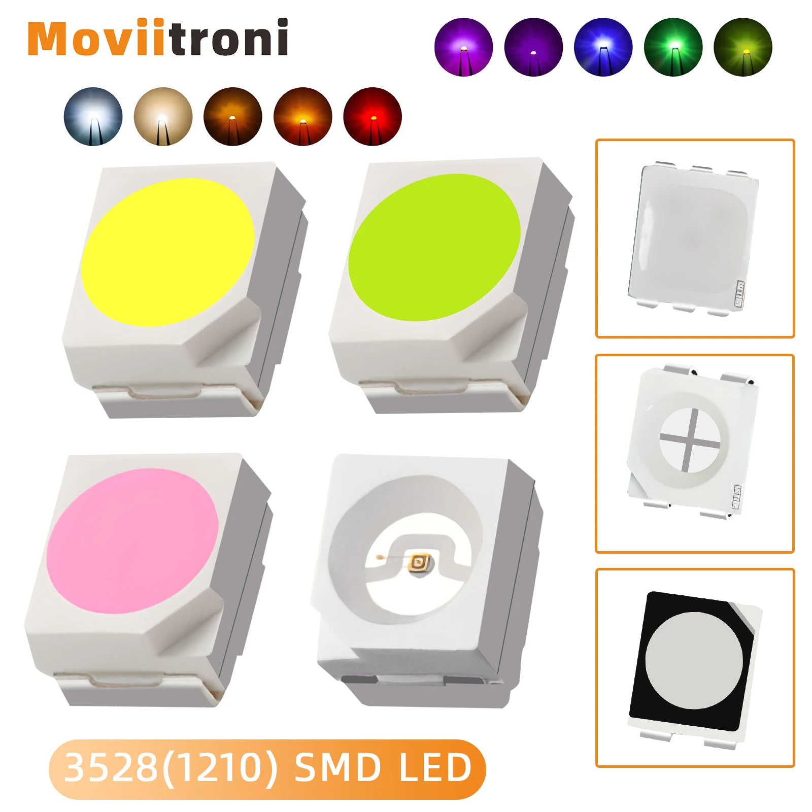 50/100szt SMD LED Diody 3528 1210 Diody LED Zestaw Mix Biały Zielony CZERWONY Żółty Niebieski Różowy Fioletowy-UV Pomarańczowy RGB Koraliki świetlne