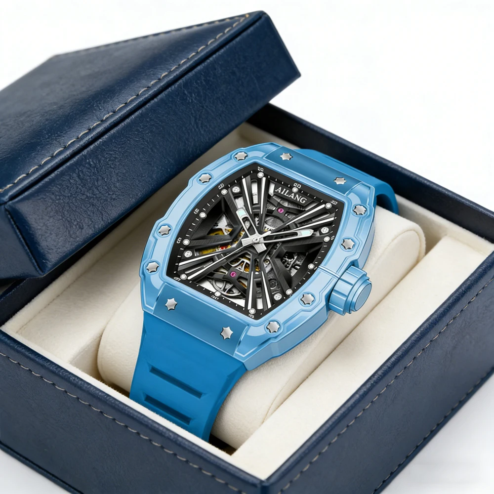 

Новые автоматические механические часы AILANG: повседневные спортивные часы с силиконовым ремешком, водонепроницаемые, светящиеся, роскошные мужские часы-скелетоны