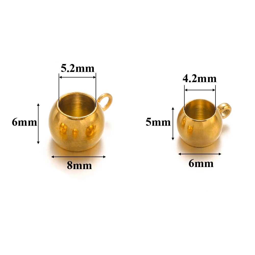 20 Stück Edelstahl-Abstandsperlen, Anhänger, Verschlüsse, goldfarbene Ösenperlen für DIY-Schmuckherstellung, Charms, Armbänder, 4mm Loch – Detail 3