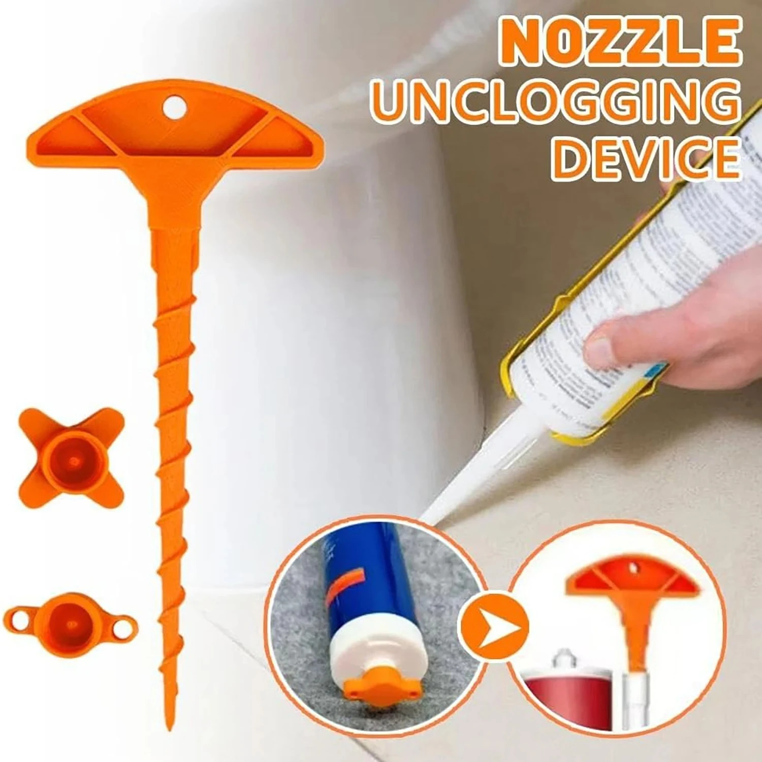 Silicone Seal Cap and Seal Gun Nozzle Removal Tool  Nozzle Dredge Silicone Seal Cap Used for Open Core Tube Prevent Rapid Drying