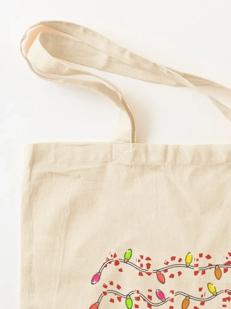Christmas Alphabet Candy Cane Letters in Xmas Lights Teacher school Cute for Kids Tote Bag sac pour femme Shopper bag