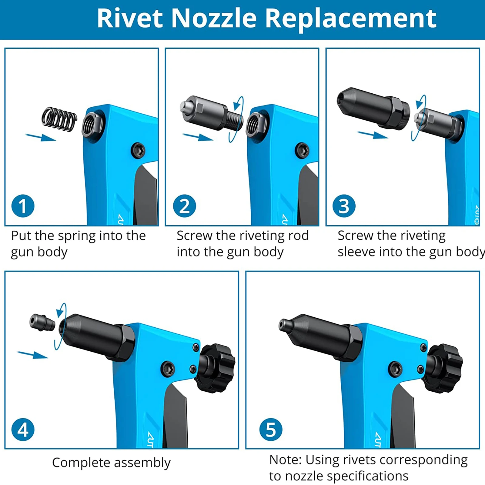 2 in 1 Rivet Nut Pliers and Blind Riveter Set 10'' One-Handed Rivet Nut Tool M3 to M6 Metric Mandrel 2.4 to 4.8 mm Rivet Heads