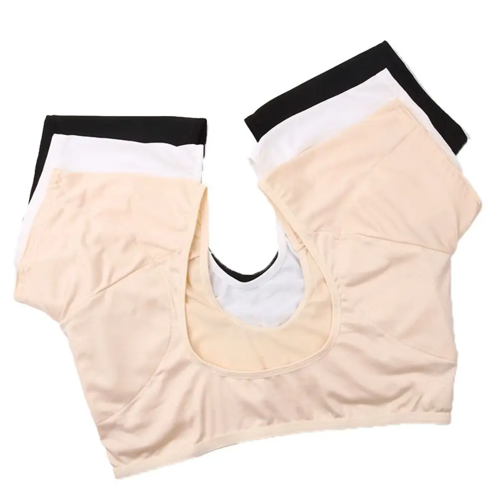 Summer Reusable Sweat T-Shirt Solid Color Silk Underarm Sweat Vest Washable Soft Sweats Proof Vest Ladies Tops
