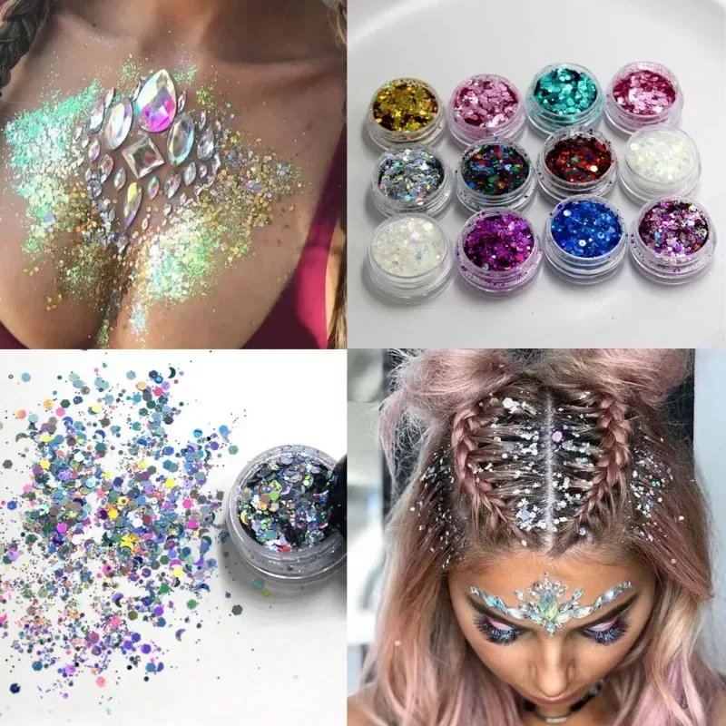 1Pcs Glitter Nail Art Sequins Flash Powder DIY Concert Makeup Eyeshadow Hair Face Body Painting Sparkly Manicures Decoration