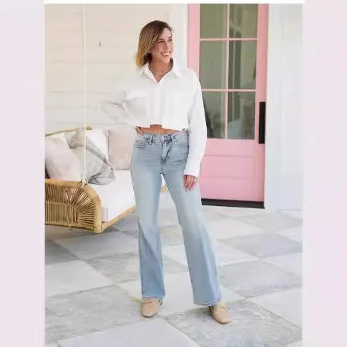 

New Light Blue High-waisted Jeans American