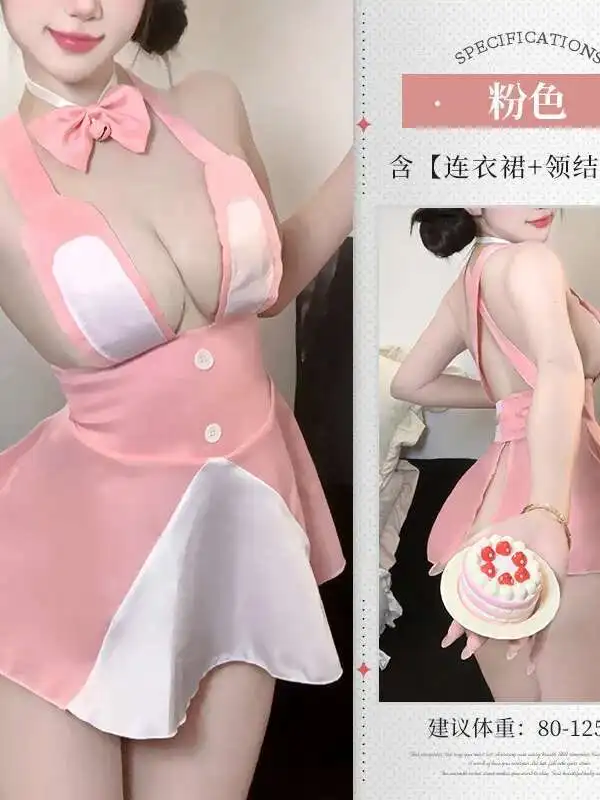 لينة لطيف الأرنب مغر مثير الرغبة النقية فستان مغر أنيق الوردي الحلو فستان قصير القوس الرقبة 2025 بلايز جديدة 39ZB