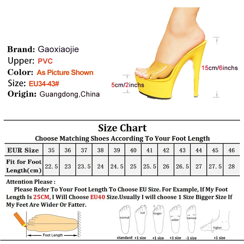 Night Club Stage Shoes Mules Women Summer Platform Sandals Transparent PVC Lady 15CM Thin Heel Slippers Red Slip-On High Heels