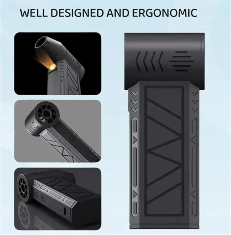 Mini turbo jato recarregável, espanador de ar elétrico, velocidade do vento ajustável, turbo violento, com luz, ferramentas de limpeza de carro