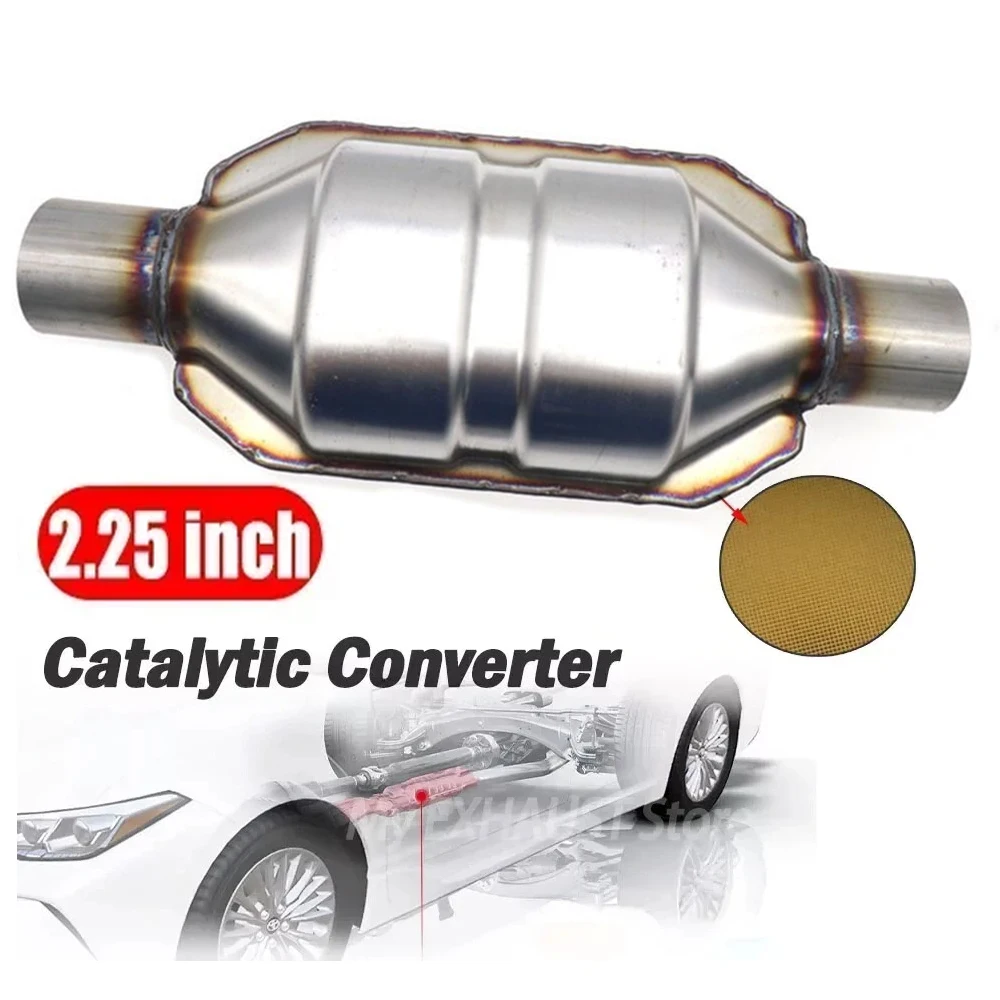2.25'' In 5.7cm Universal Car Catalytic Converter Exhaust 400 Cell High Flow Muffler Catalyst Converter Stainless Steel Weld-On