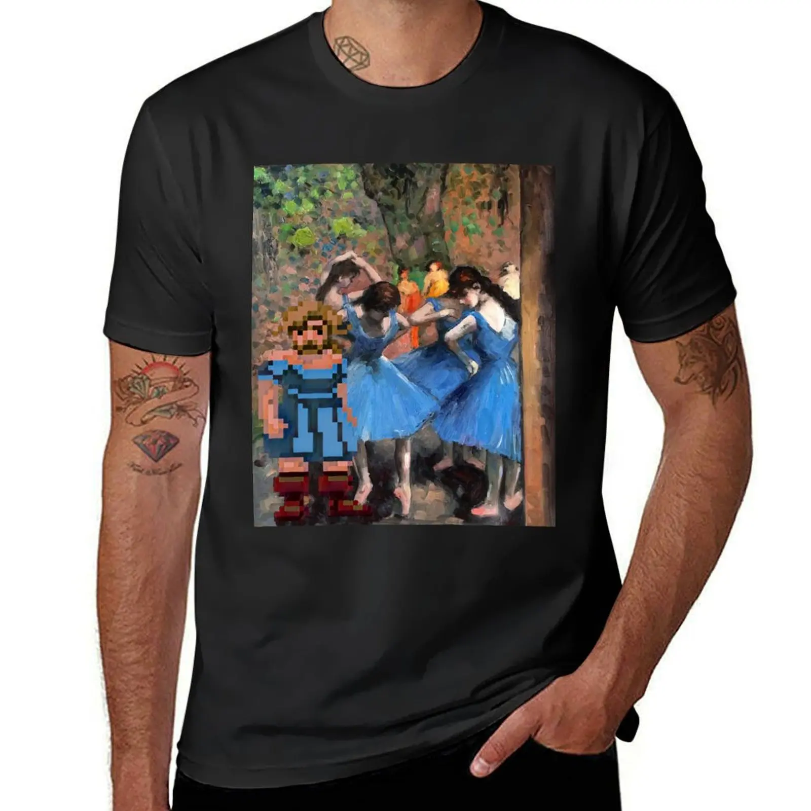 Guybrush dancer in blue (Monkey Island X Degas) - Clothing, gadgets & face masks T-Shirt quick-drying men clothes