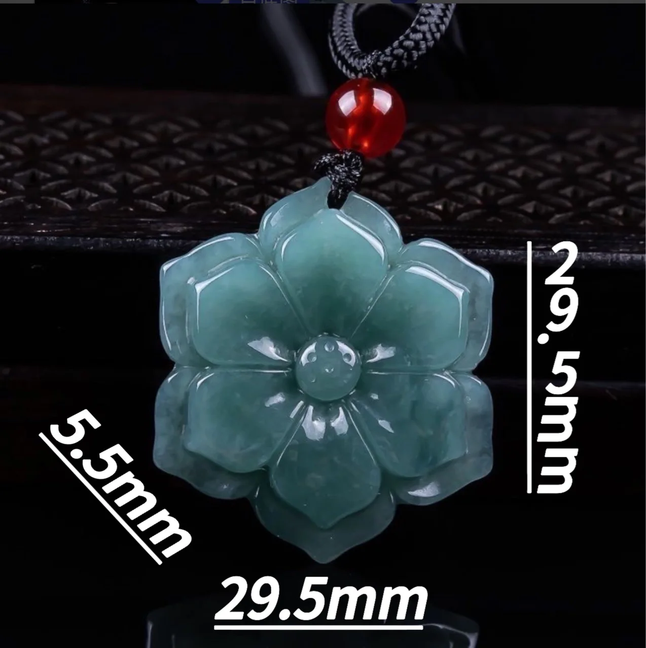 Natural a-grade jade blue water flowers bloom wealth auspiciousness and wishful thinking jade pendant waxy jade jewelry