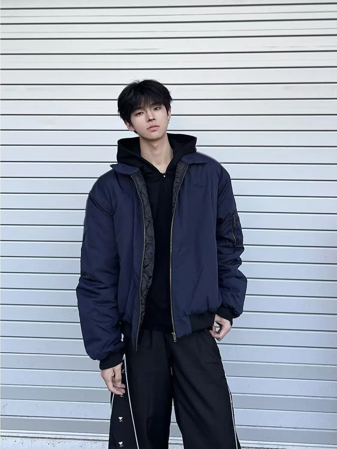 

Мужская модная синяя куртка-бомбер Ma Pilot Jaet из хлопка, осенне-зимняя, в американском бейсбольном стиле, с флисовой подкладкой.