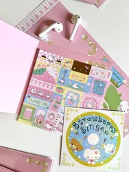 Cute cartoon strawberry record stickers