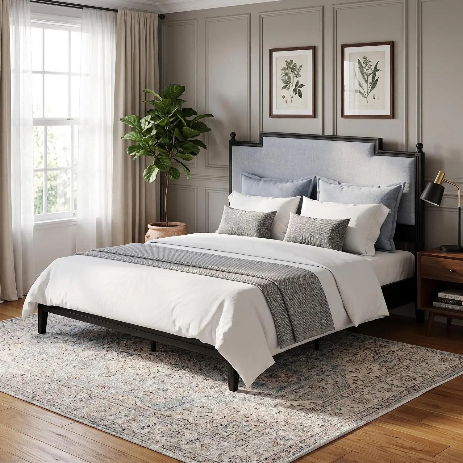 Queen Size Upholstered Bed Frame with 50.2