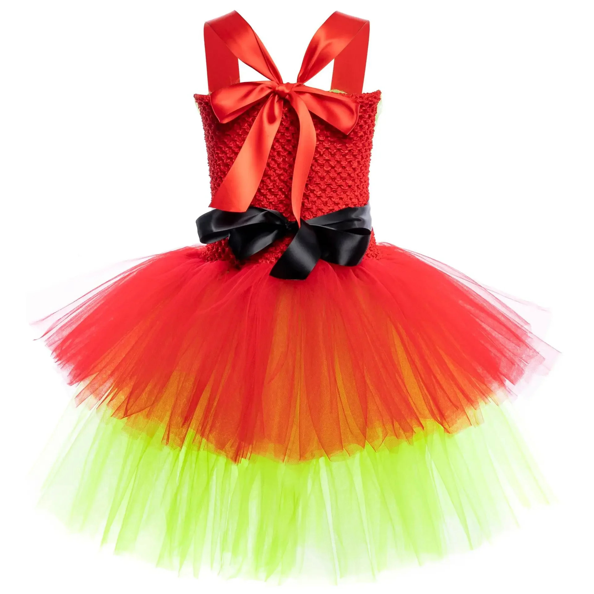 Santa Claus Monster Costume Kids Girls Christmas Tutu Dress Outfit Toddler Girls Halloween Green Fur Monster Dress Up Clothes
