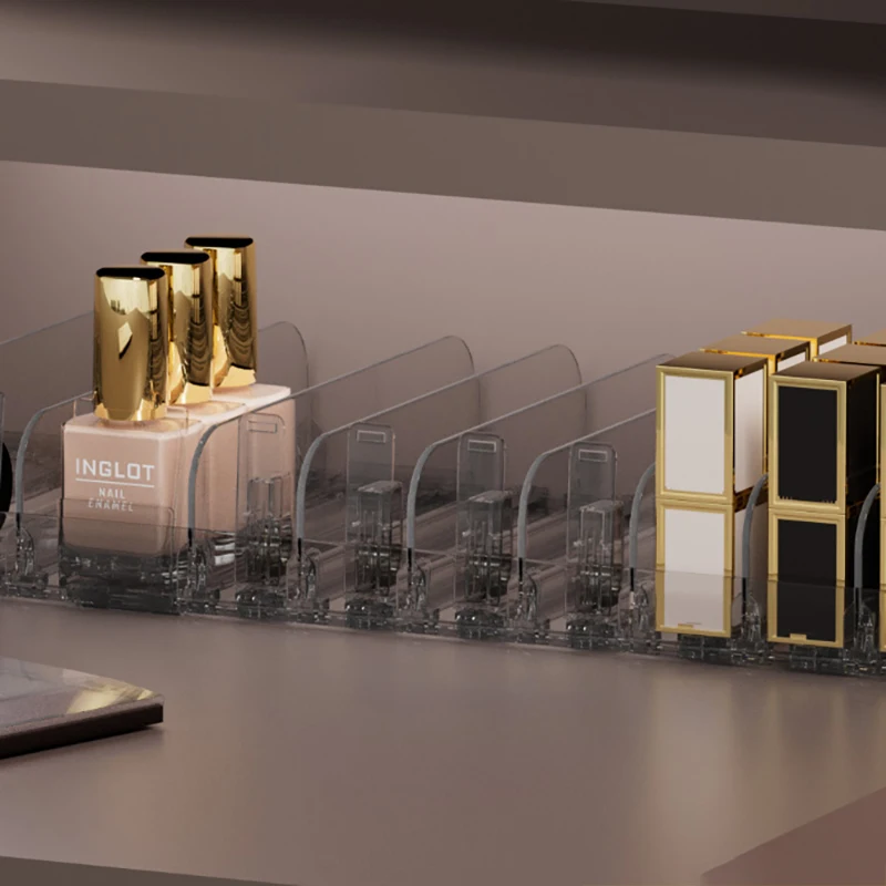 Supermarket Nail Polish Display Rack Acrylic Shelf Management System Retail Shelf Pusher 19mm Cosmetic Slim Holder Organizer