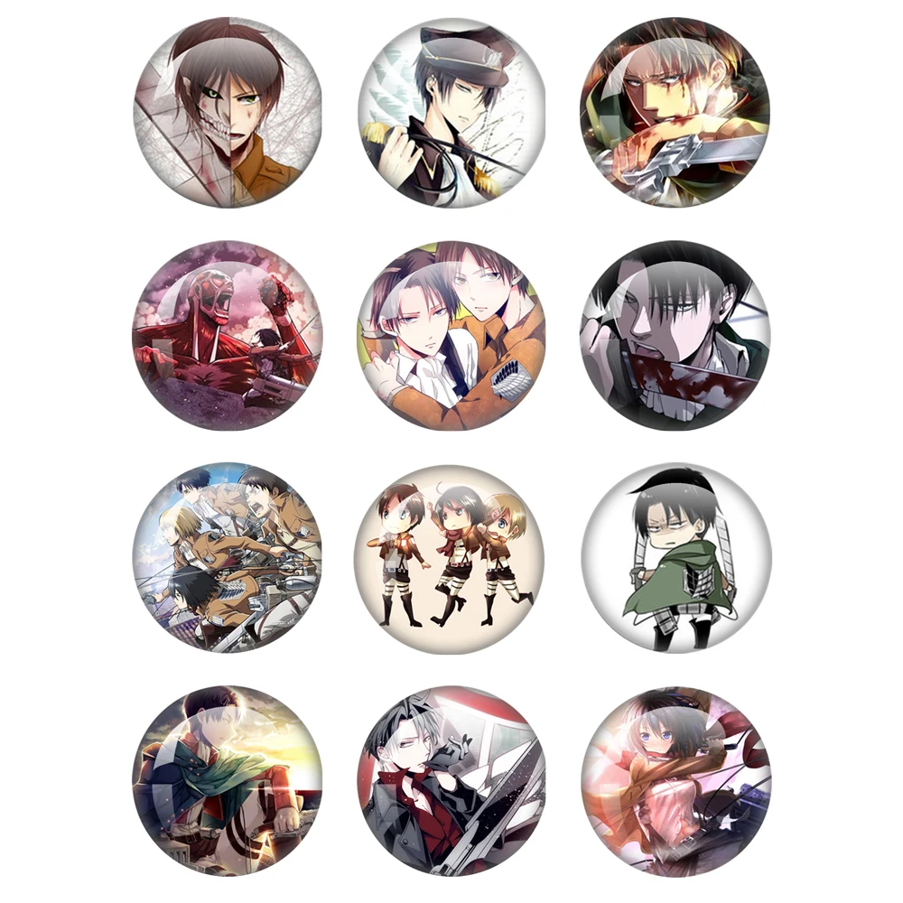 Japan Anime Attack On Titan Cartoon Figure Levi Eren Glass Cabochonphoto 12mm-40mm Cabochon Demo Flat Back Making Findings