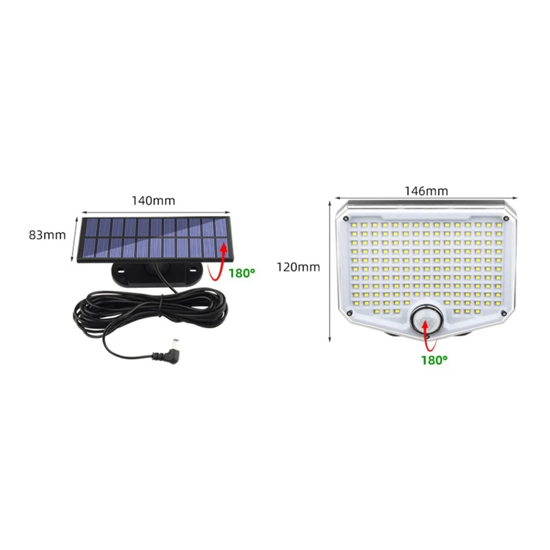 TKOH-الضوء الشمسي في الهواء الطلق السوبر مشرق محس حركة الطاقة الشمسية قوة قوية LED حديقة الجدار مصباح IP44 3 وضع العمل