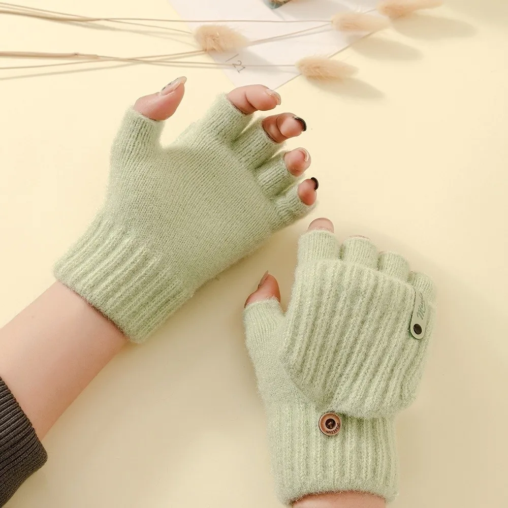 

Модные вязаные шерстяные перчатки с сенсорным экраном, антихолодные велосипедные перчатки с половиной пальца, утолщенные зимние перчатки для письма и набора текста