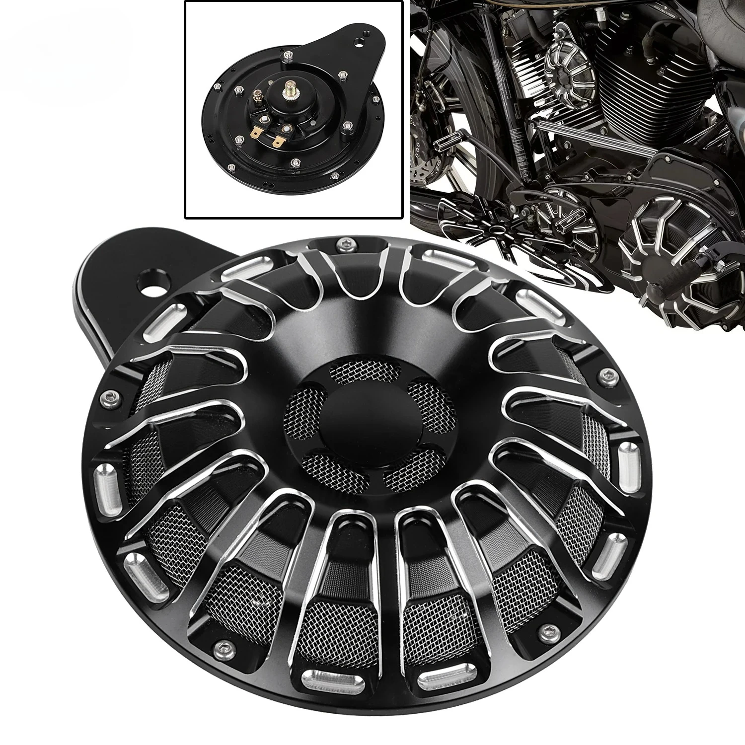 Black Cut Motorcycle Horn Speaker Cover Fit For Harley Touring Big Twin 1991-2023 Sportster 2007-UP XL1200C XL883L  Accessories