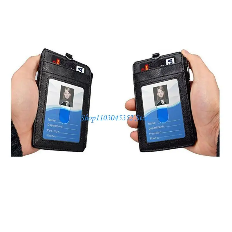 หนัง Badge ผู้ถือบัตร Lanyard บัตรเครดิตสำหรับกรณีธุรกิจ