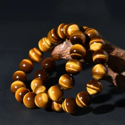 5A Natural Yellow Tiger Eye Stone Beads Bracelet Man Women Green Blue Red Tiger Eye Accessories Jewelry Yoga Meditation Bangle