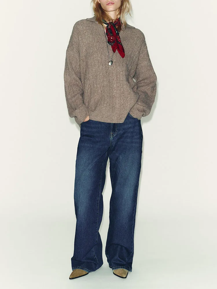 Faionable Long Sve Knitted  Ne Sweater New Arrival Winter 2025 Women's Casual Loose Fit Knitted Garment