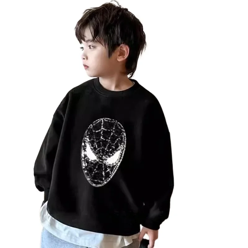 Marvel Spiderman Pull chaud pour enfants hiver personnalisé à paillettes qui changent de couleur Top Avengers dessin animé cadeau de vacances créatif