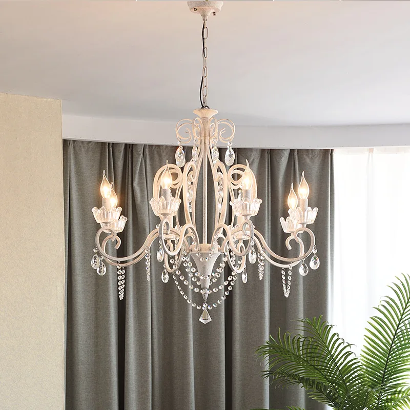 

French retro crystal chandelier living room dining room bedroom American country pastoral princess room villa Zhongshan lamps